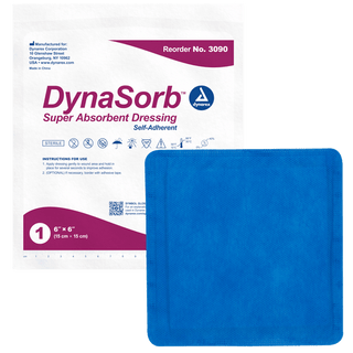 DynaSorb Super Absorbent Dressings - Self-Adherent - 6"x6" | Quantity - 1x CS