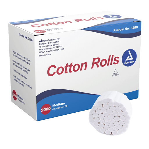 Cotton Rolls, #2, Medium, 10/2000/cs | Quantity - 1x CS