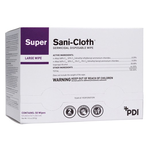 Super Sani-Cloth® Large Germicidal Disinfectant Wipes, Individual Packets | Quantity - 1x EA