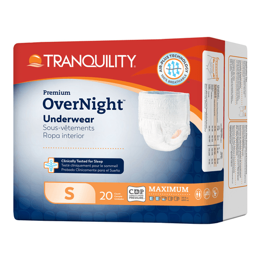 Tranquility Premium OverNight Disposable Absorbent Underwear, Small | Quantity - 1x BG