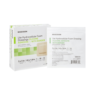 McKesson Lite Hydrocellular Foam Dressings w/ Border & Silicone Adhesive, 3 x 3" | Quantity - 1x EA