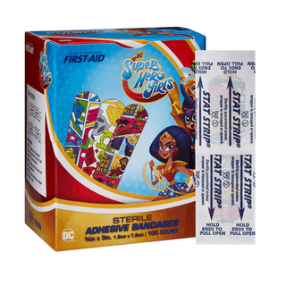 American® White Cross First Aid DC Super Hero Girls Kid Design Adhesive Strips | Quantity - 1x BX