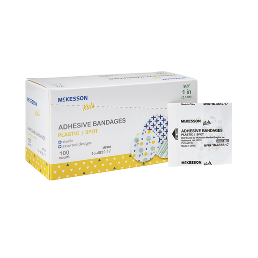 McKesson Kids™ Round Kid Design (Assorted Prints) Adhesive Spot Bandage, 1 Inch | Quantity - 1x CS