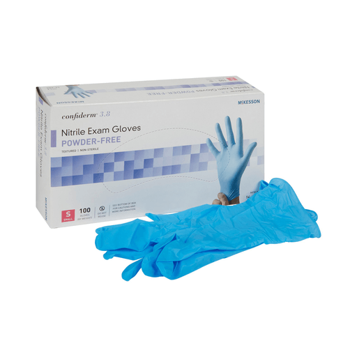 McKesson Confiderm® 3.8 Nitrile Exam Glove, Small, Blue | Quantity - 1x CS