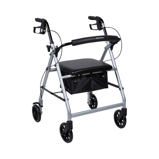 McKesson Folding Aluminum Four-Wheel Rollator, Silver | Quantity - 1x EA