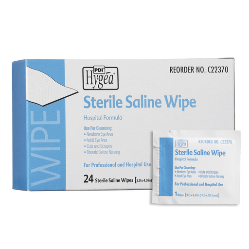 Hygea® Unscented Saline Wipe, Individual Packet | Quantity - 1x BX