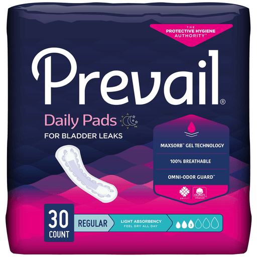 Prevail® Daily Pads Light Absorbency Bladder Control Pad, 9¼ Inch | Quantity - 1x BG