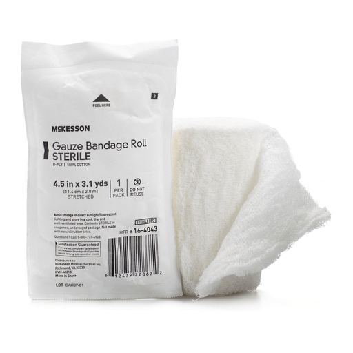 McKesson Sterile Fluff Bandage Roll, 4-1/2 Inch x 3-1/10 Yard, 8-Ply | Quantity - 1x EA