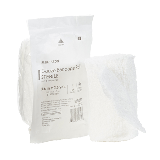 McKesson Sterile Fluff Bandage Roll, 3-2/5 Inch x 3-3/5 Yard, 6-Ply | Quantity - 1x EA