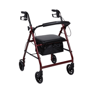 McKesson Folding Aluminum Four-Wheel Rollator, Red | Quantity - 1x EA