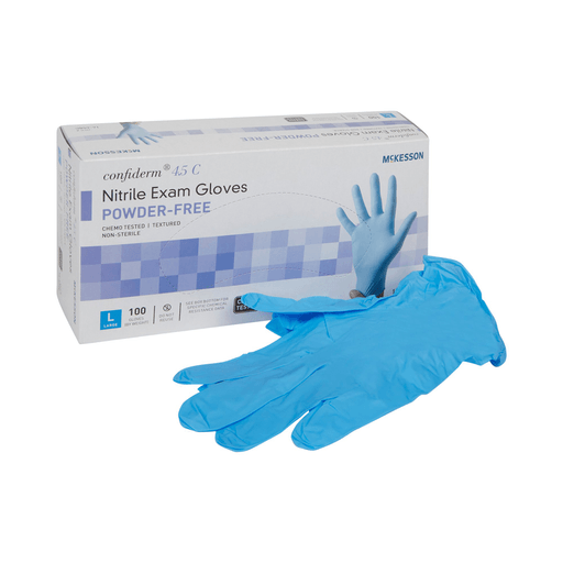 McKesson Confiderm® 4.5C Nitrile Exam Glove, Large, Blue | Quantity - 1x CS