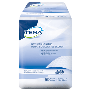 Tena® Dry Disposable Washcloths, 10.25 x 13 Inch | Quantity - 1x CS