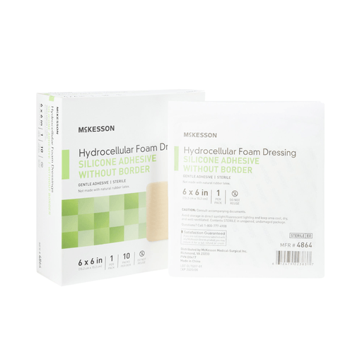 McKesson Silicone Gel Adhesive without Border Silicone Foam Dressing, 6 x 6 Inch | Quantity - 1x BX