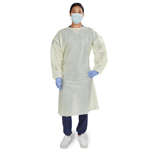 McKesson AAMI Level 2 Isolation Gown, Tie Neck Style, One Size Fits Most, Yellow | Quantity - 1x BG