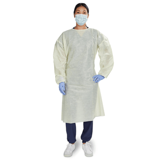 McKesson AAMI Level 2 Isolation Gown, Tie Neck Style, One Size Fits Most, Yellow | Quantity - 1x BG