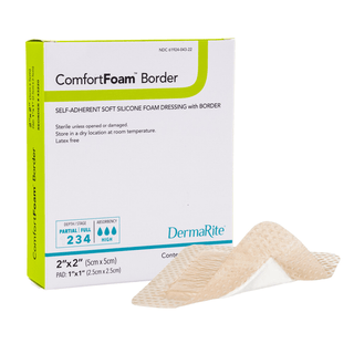 ComfortFoam™ Border Self-Adherent Soft Silicone Foam Dressing, 5 x 5 Centimeter | Quantity - 1x BX