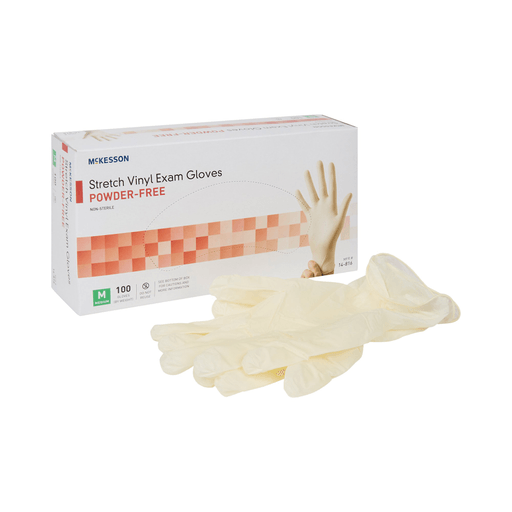 McKesson Stretch Vinyl Exam Glove, Medium, Ivory | Quantity - 1x BX