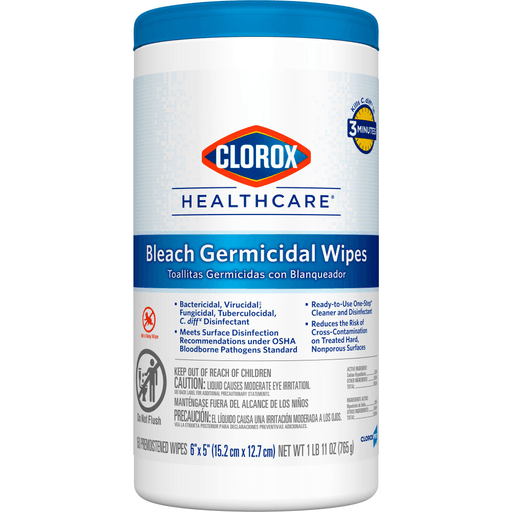Clorox Healthcare® Bleach Germicidal Wipes, Canister, 150 ct. | Quantity - 1x CS