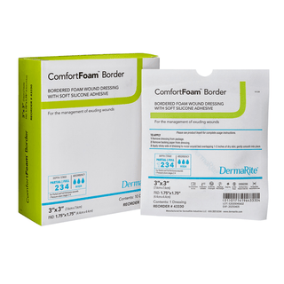 ComfortFoam™ Border Foam Wound Dressing w/ Soft Silicone Adhesive, 7.6 x 7.6 cm | Quantity - 1x EA
