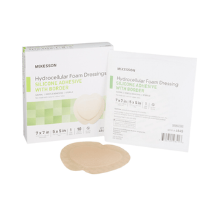 McKesson Silicone Adhesive with Border Silicone Foam Dressing, 7 x 7 Inch Sacral | Quantity - 1x CS