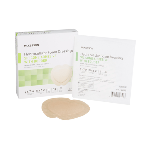 McKesson Silicone Adhesive with Border Silicone Foam Dressing, 7 x 7 Inch Sacral | Quantity - 1x CS