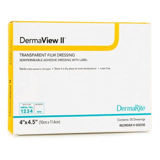 DermaView II™ Transparent Film Dressing with Border, 4 x 4½ Inch | Quantity - 1x BX
