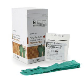 McKesson Perry® Performance Plus Polychloroprene Surgical Glove, Size 6.5, Green | Quantity - 1x CS