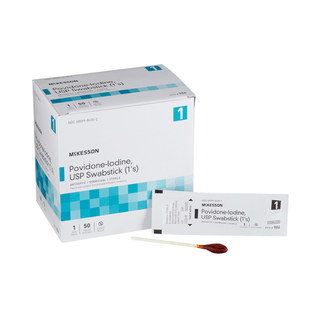 McKesson Impregnated Swabstick, 10% Strength, Povidone Iodine, Individual Packet | Quantity - 1x BX