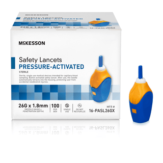 McKesson Pressure Activated Safety Lancets, 26 Gauge, Blue | Quantity - 1x CS