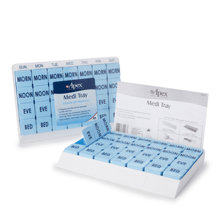 Apex Medi Tray Pill Organizer, Days of the Week / Morn, Noon, Eve, Bed | Quantity - 1x EA