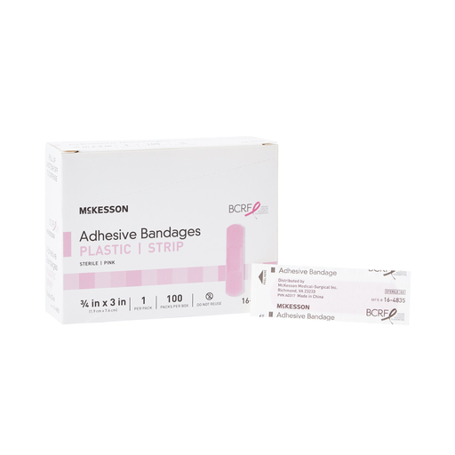 McKesson Pink Adhesive Strip, 3/4 x 3 Inch | Quantity - 1x BX