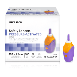 McKesson Pressure Activated Safety Lancets, 30 Gauge, Purple | Quantity - 1x CS