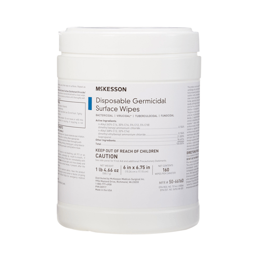 McKesson Germicidal Large Surface Disinfectant Wipes, Canister, 160 ct. | Quantity - 1x BX