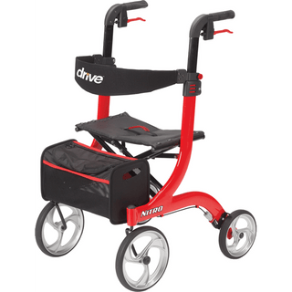 drive™ Nitro Four-Wheel Rollator, Red | Quantity - 1x EA