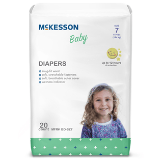 McKesson Baby Diaper, Size 7 for Children weighing 41+ lbs. | Quantity - 1x BG