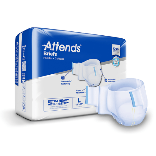 Attends® Extra Heavy Absorbency Briefs, Large | Quantity - 1x BG