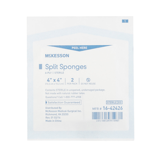 McKesson IV/Drain Split Dressing, 4 x 4 Inch, 6-Ply | Quantity - 1x BX