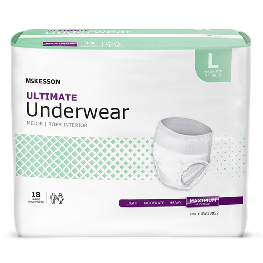 McKesson Ultimate Heavy Absorbency Incontinence Underwear, Large | Quantity - 1x BG