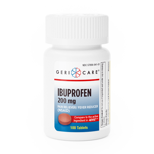 Geri-Care® 200mg Ibuprofen Tablets, Pain Reliever, Fever Reducer | Quantity - 1x CS