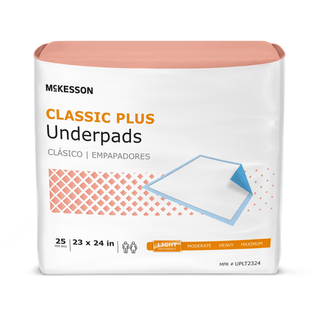 McKesson Classic Plus Light Absorbency Underpads, 23 x 24 Inch | Quantity - 1x CS