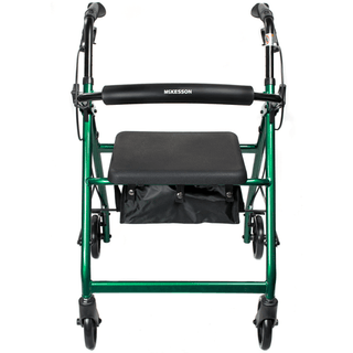 McKesson Folding Aluminum Four-Wheel Rollator, Green | Quantity - 1x EA