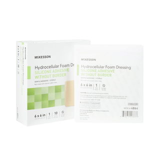 McKesson Silicone Gel Adhesive without Border Silicone Foam Dressing, 6 x 6 Inch | Quantity - 1x BX