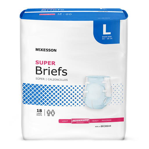 McKesson Super Moderate Absorbency Incontinence Briefs, Large | Quantity - 1x BG