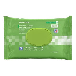 McKesson Flushable* Wet Wipes XL - Unscented, 48 Wipes per Pack | Quantity - 1x PK