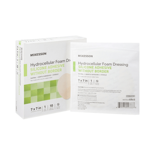 McKesson Hydrocellular Foam Dressing, Silicone Adhesive, w/o Border, 7 x 7 Inch | Quantity - 1x BX