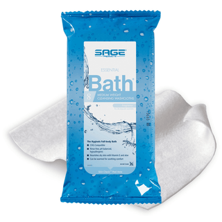 Sage Products Essential Bath Rinse-Free Wipes, Medium Weight, Soft Pack | Quantity - 1x BX