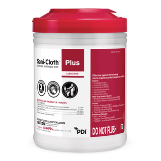Sani-Cloth® Plus Germicidal Wipe Disinfectant Cleaner, Canister, 6 x 6¾ Inch | Quantity - 1x CS