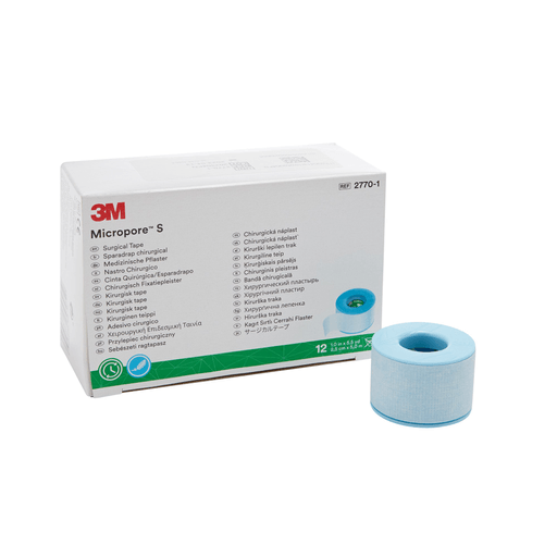 3M™ Micropore™ S Silicone Medical Tape, 1 Inch x 5-1/2 Yard, Blue | Quantity - 1x RL