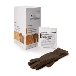 McKesson Perry® Latex Surgical Glove, Size 7.5, Brown | Quantity - 1x CS