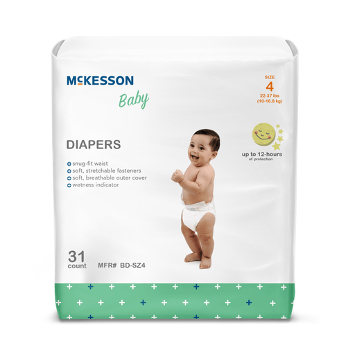 McKesson Baby Diaper, Size 4 for Toddlers weighing 22 – 31 lbs. | Quantity - 1x BG